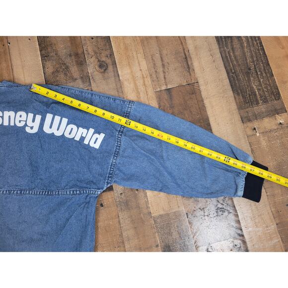 Rare Disney Resort Medium Denim Hoodie Pullover Spellout Script‎ Spirit Jersey - Picture 16 of 16